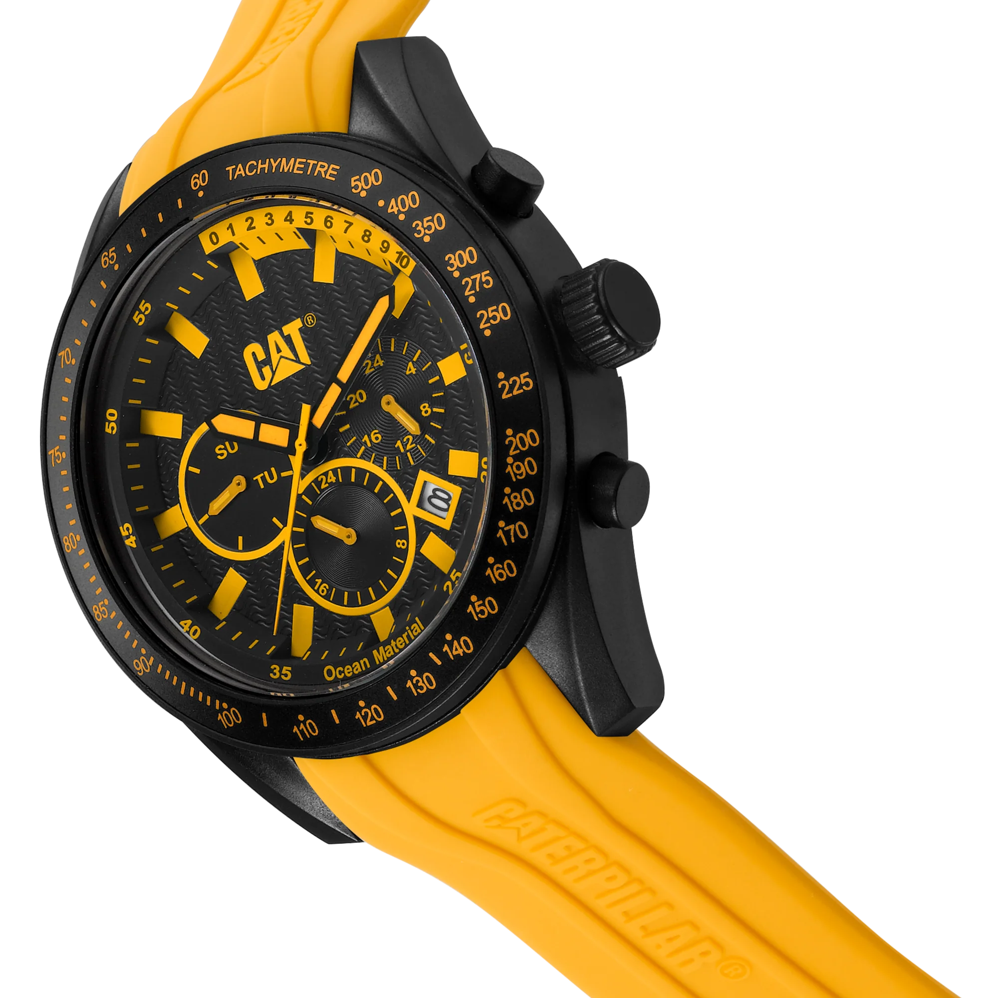 Oceania Multi Watch Black Dial w/Yellow Silicone Strap