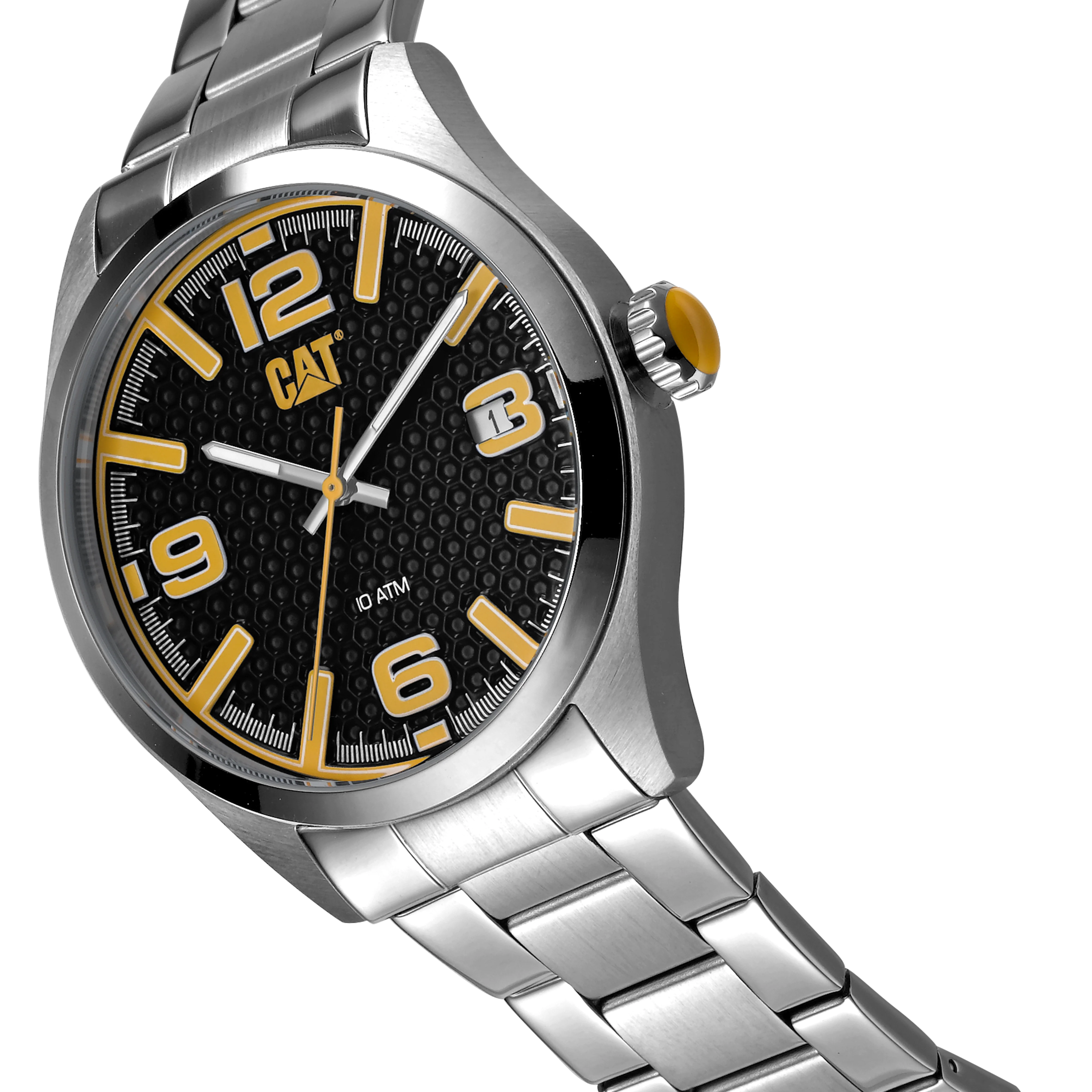 H-Dial Watch Black/Yellow Dial w/Stainless Steel Strap