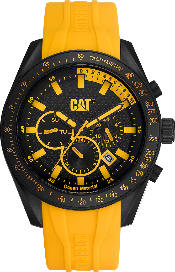 Oceania Multi Watch Black Dial w/Yellow Silicone Strap