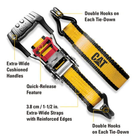4 Piece Ratchet Tie Down Set with Soft Hooks