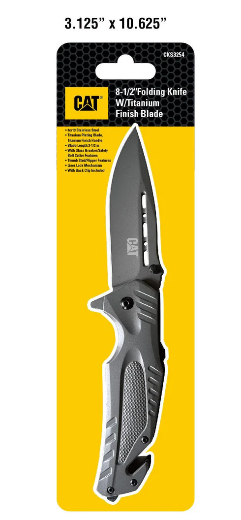 8.5 Inch Folding Knife with Seat Belt Cutter