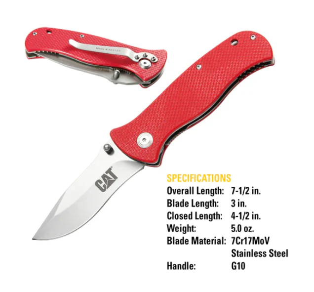 7.5" Folding Knife w/Red Handle